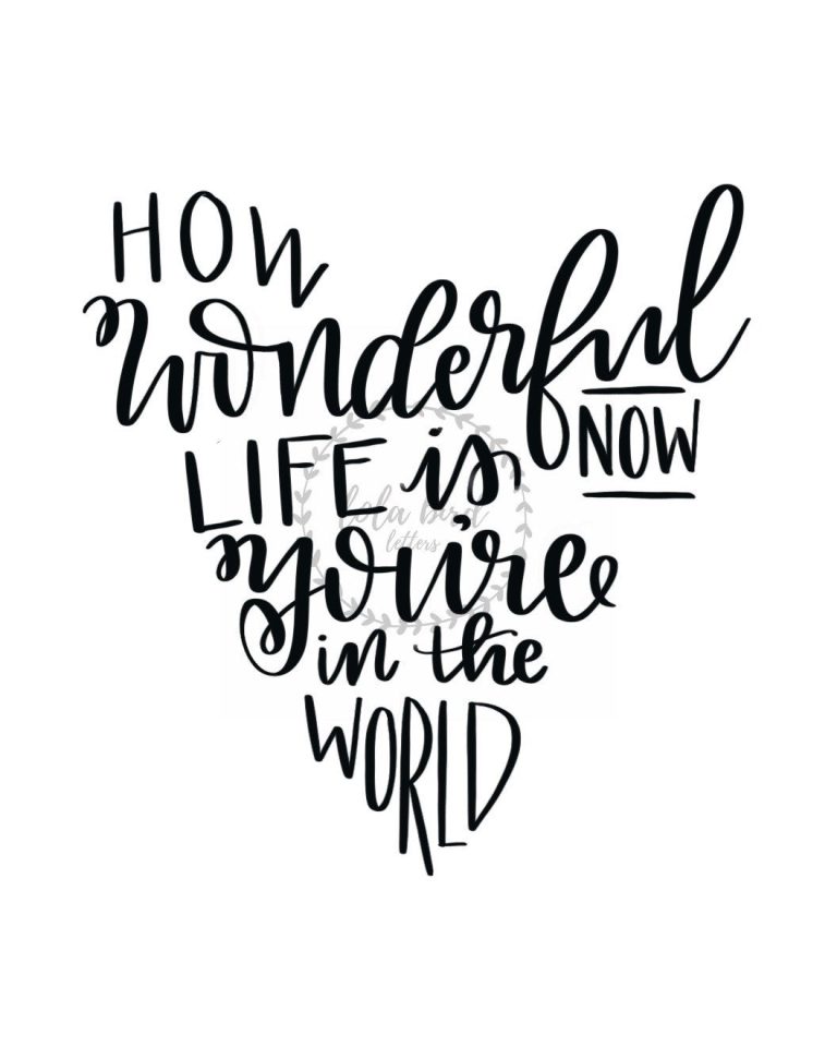 How Wonderful Life is Now You’re in the World Sign