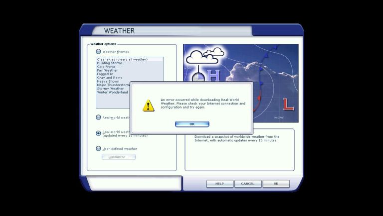 An Error Occurred While Downloading Real-world Weather Fs2004