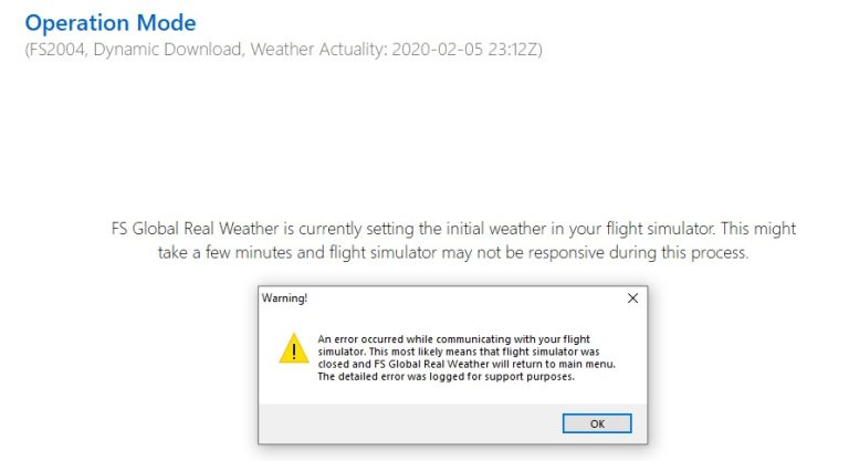 An Error Occurred While Downloading Real World Weather Fs9