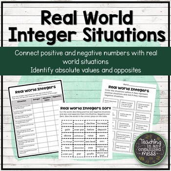 Activity Determining An Integer To Represent A Real World Situation