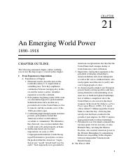 Us History Chapter 21 Outline An Emerging World Power